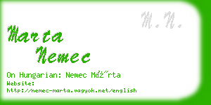 marta nemec business card